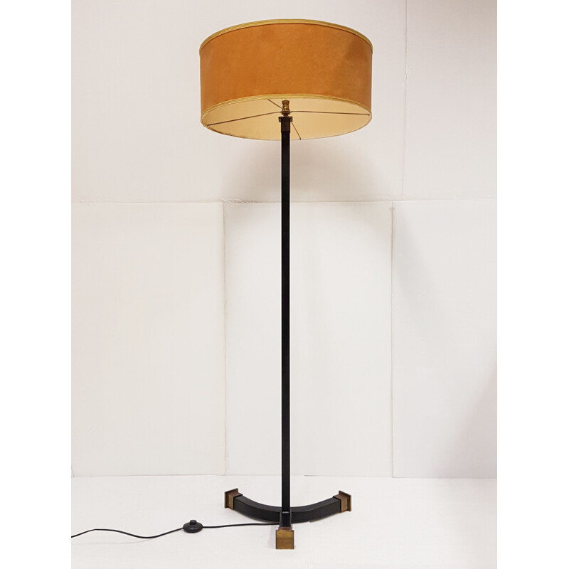 Vintage french floor lamp with orange shade 1960