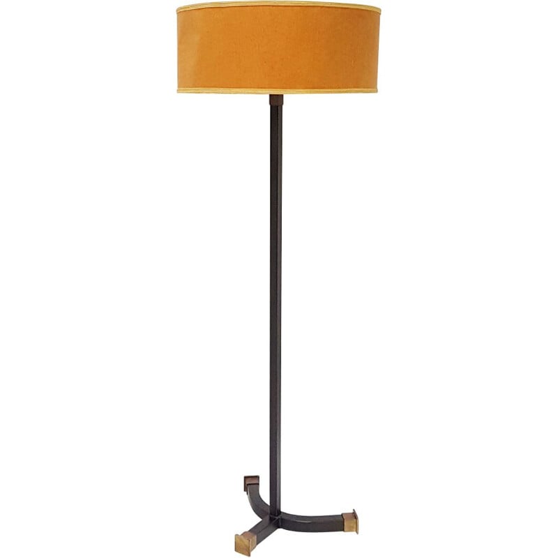 Vintage french floor lamp with orange shade 1960