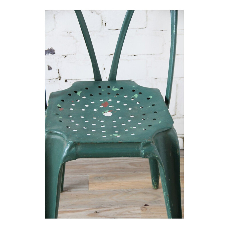 Set of 6 vintage dark green chairs by Joseph Mathieu