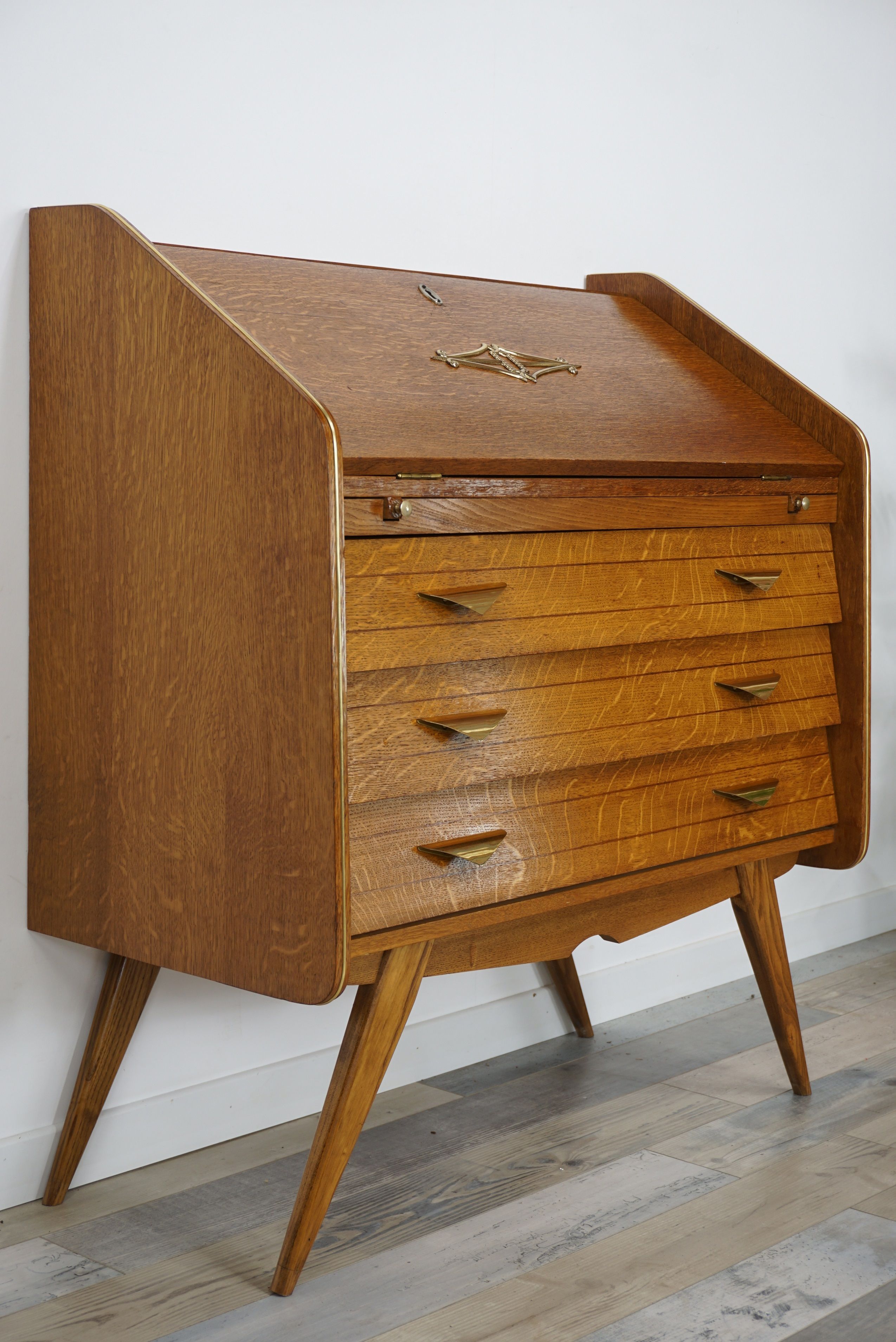 Vintage French Wooden Slant Top Writing Desk 1950 Design Market