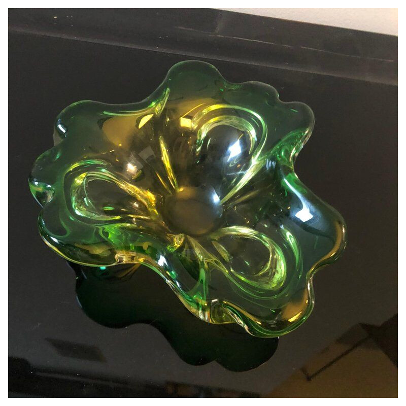 Vintage green italian murano glass ashtray 1970