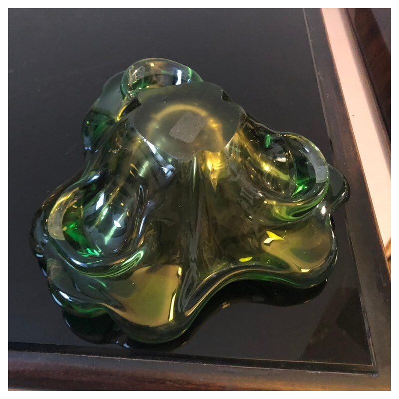 Vintage green italian murano glass ashtray 1970