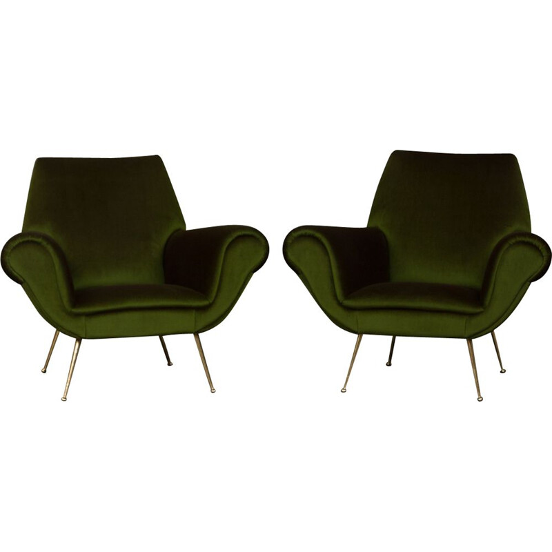Set of 2 vintage black armchairs by Gigi Raduce
