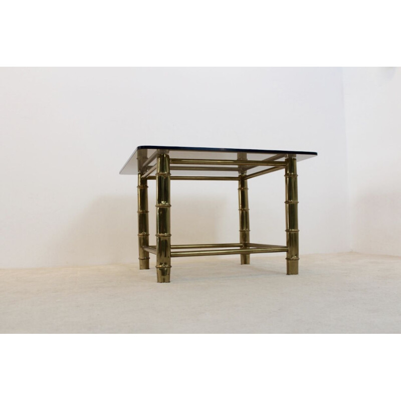 Vintage French coffee table faux bamboo in brass
