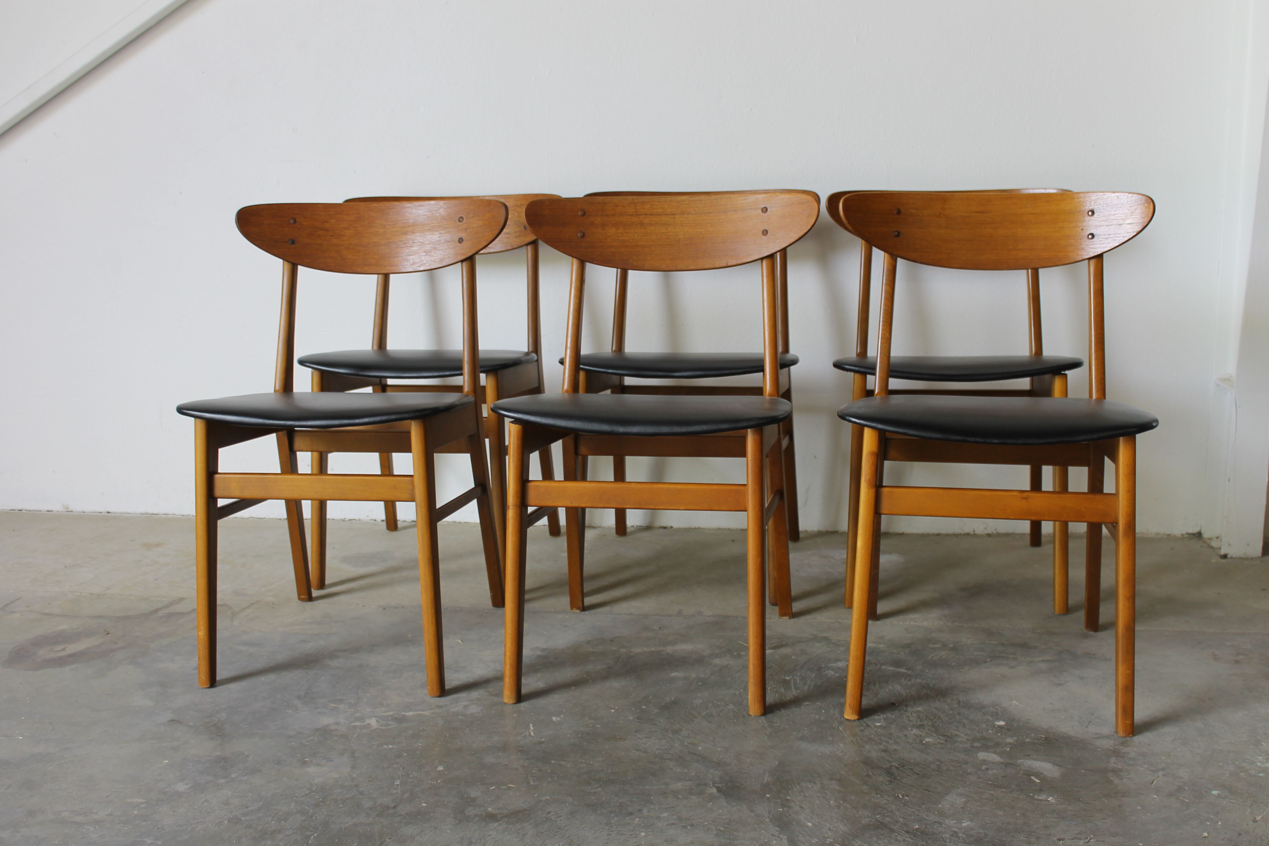 Set of 6 vintage Scandinavian dining chairs - Design Market