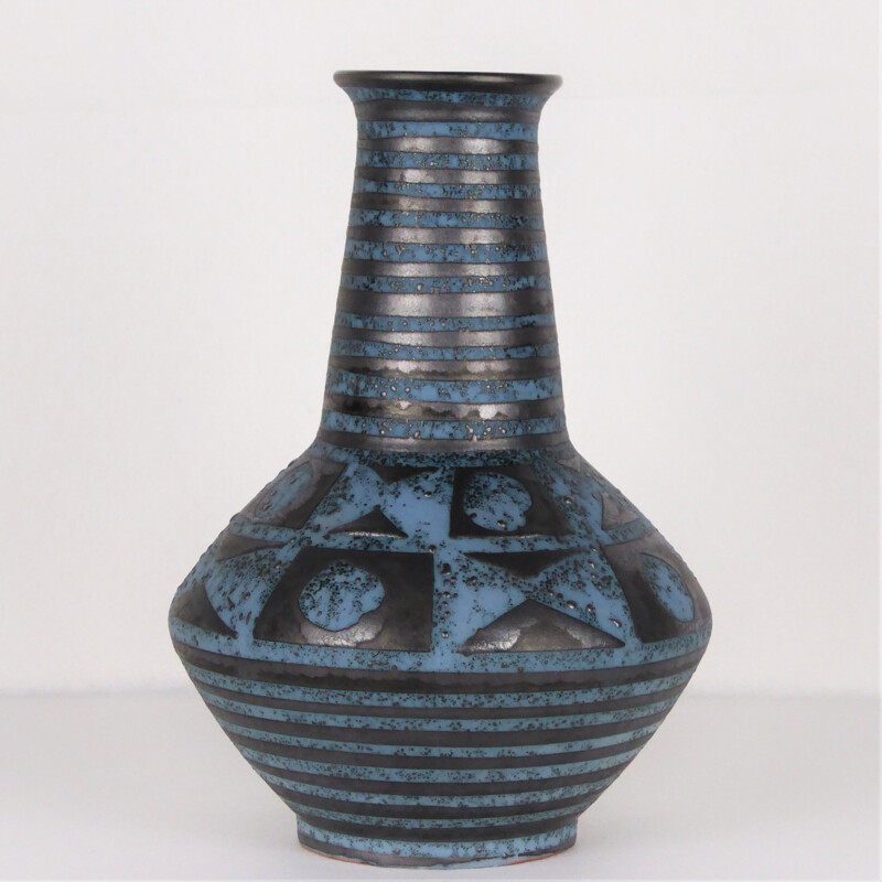 Vintage vase in blue ceramic by Carstens