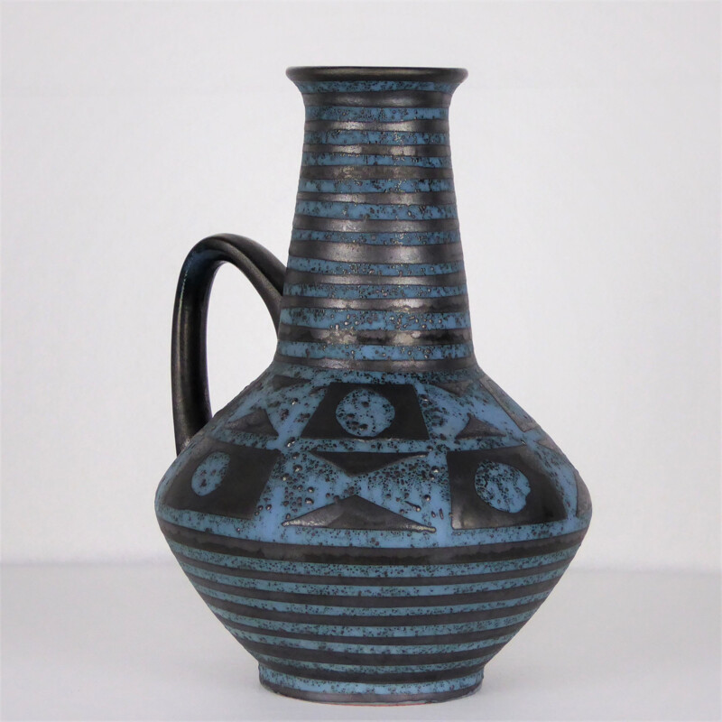 Vintage vase in blue ceramic by Carstens