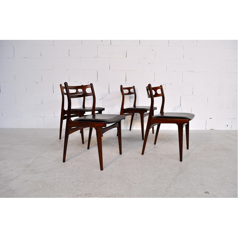 4 Scandinavian chairs in rosewood, Johannes ANDERSEN - 1960s