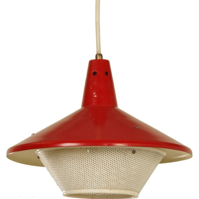 Vintage red Dutch pendant light in metal