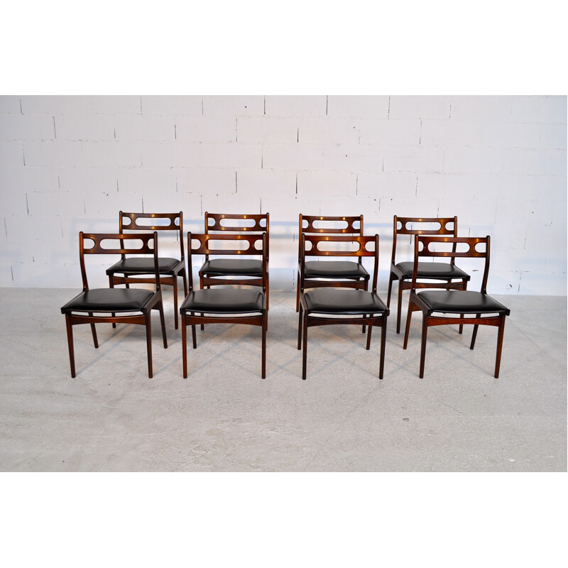 4 Scandinavian chairs in rosewood, Johannes ANDERSEN - 1960s