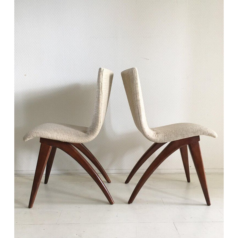Set of 4 vintage white chairs Model Swing by CJ van Os Culemborg