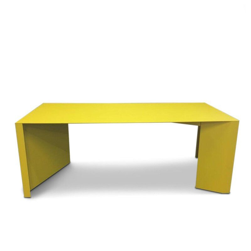 Vintage yellow metal coffee Z-table by Claire Bataille and Paul Ibens for Bulo