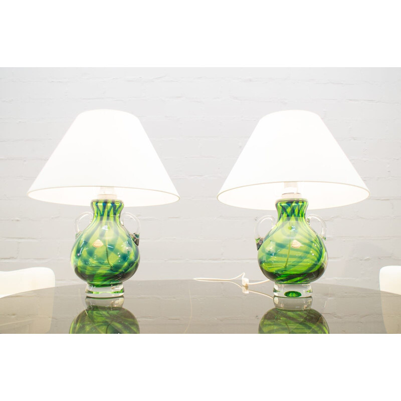 Set of 2 vintage Murano glass lamps by Joska Glaswerke 1960s
