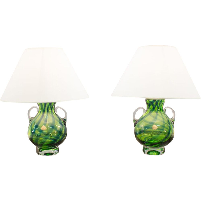 Set of 2 vintage Murano glass lamps by Joska Glaswerke 1960s
