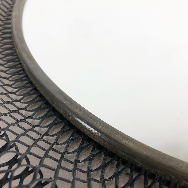 Vintage French round mirror in metal