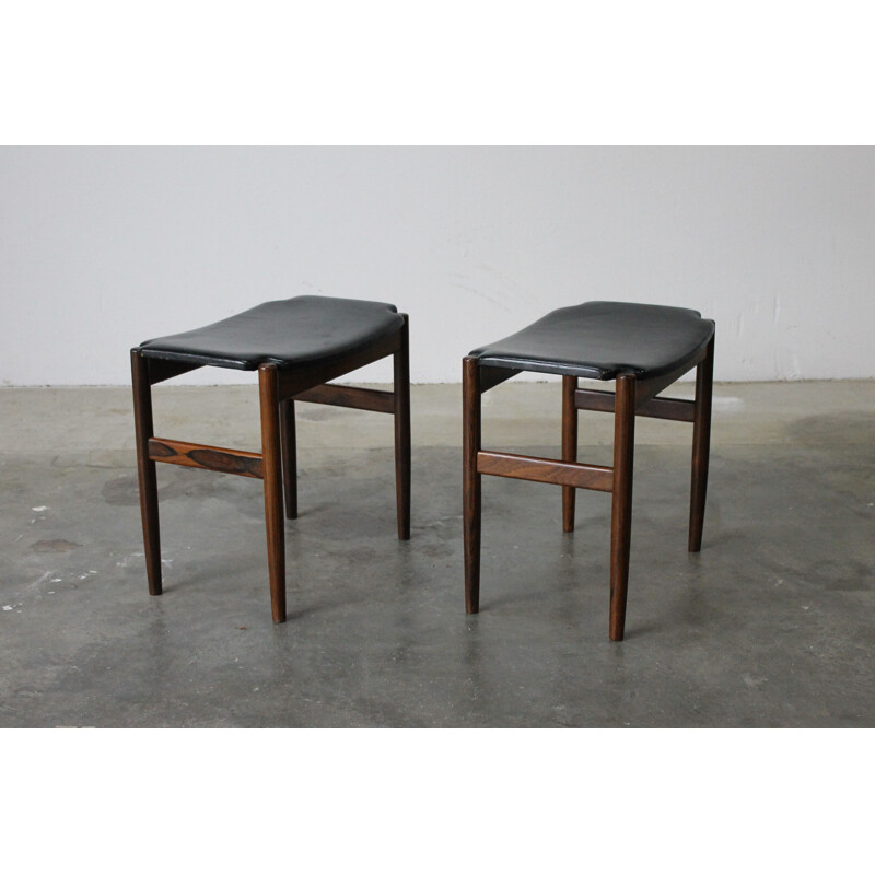 Set of 2 vintage stools in rosewood by Gustav Bertelsen