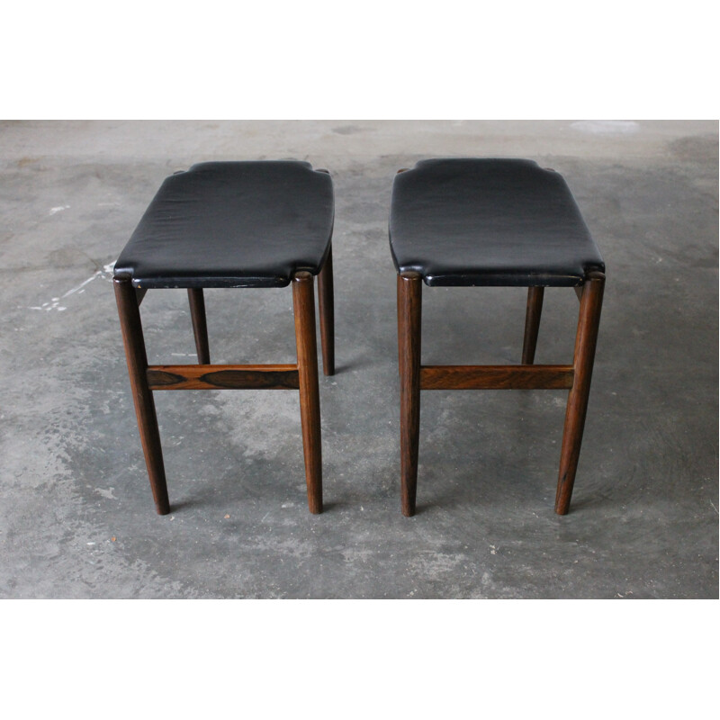 Set of 2 vintage stools in rosewood by Gustav Bertelsen