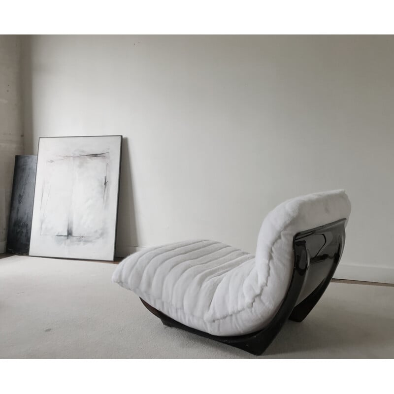 Vintage "Safi" armchair in bear fabric by Michel Ducaroy