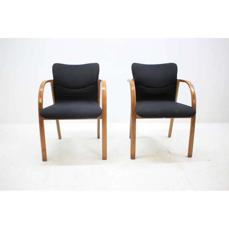 Pair of vintage black armchairs in wood by Form 1980