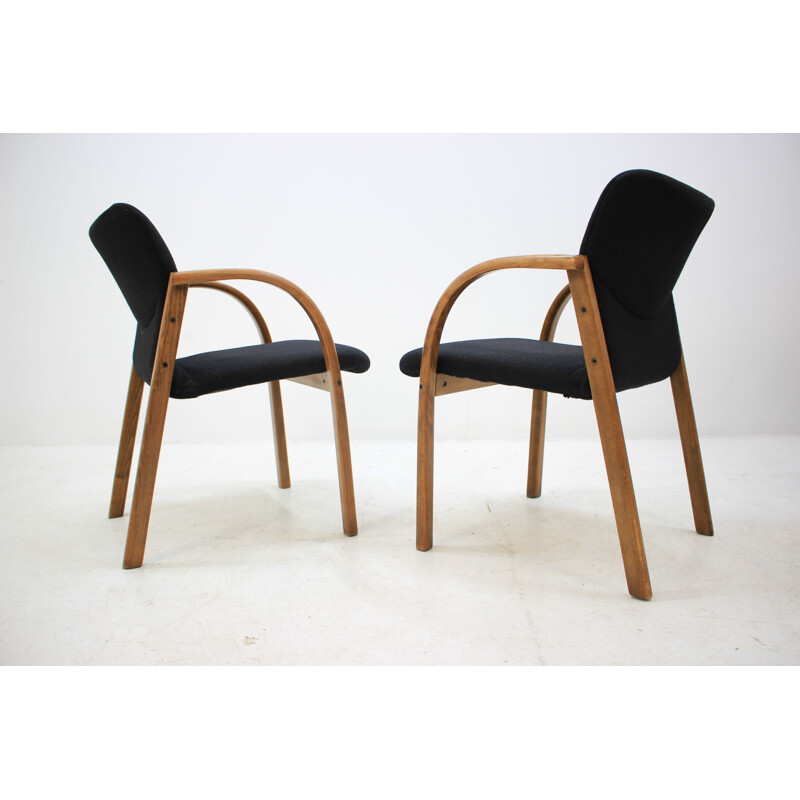Pair of vintage black armchairs in wood by Form 1980