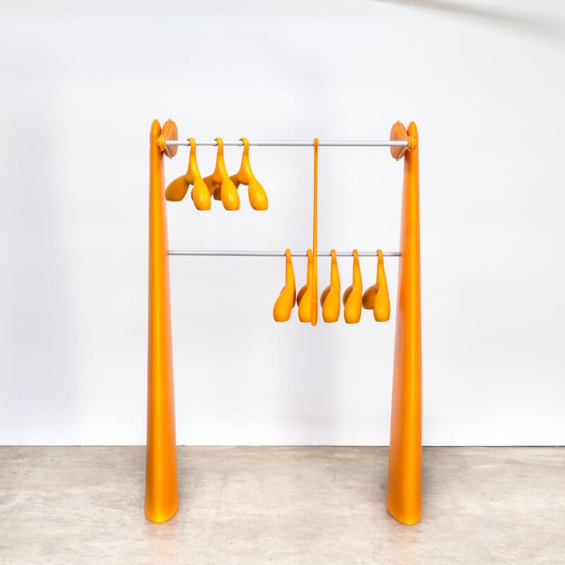 Vintage italian coat-rack for Servetto in orange plastic