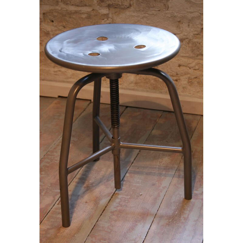 Vintage swiveling stool in black steel