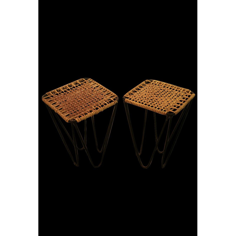 Set of 2 vintage stools by Władysław Wołkowski