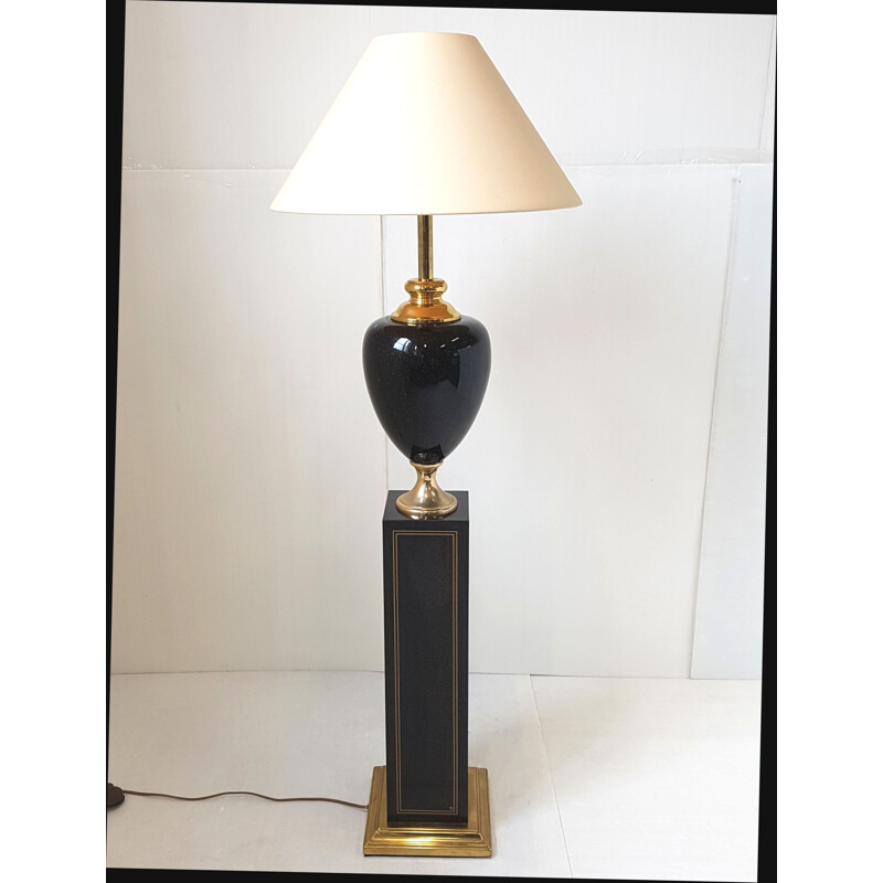 Vintage floorlamp by Maison Le Dauphin in black steel 1970