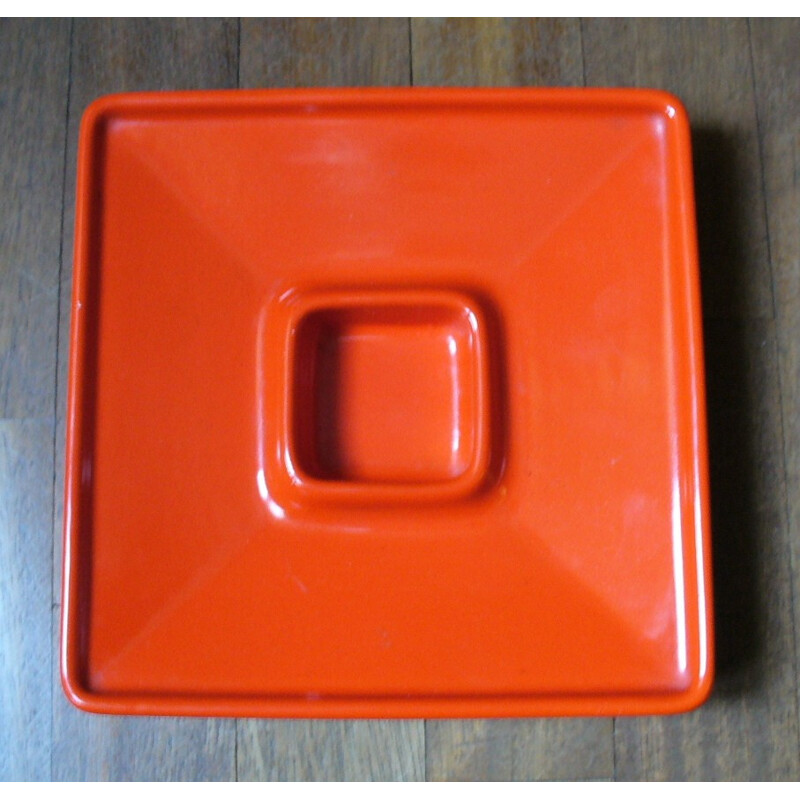 Orange ceramic ashtray, Angelo MANGIAROTTI - 1965