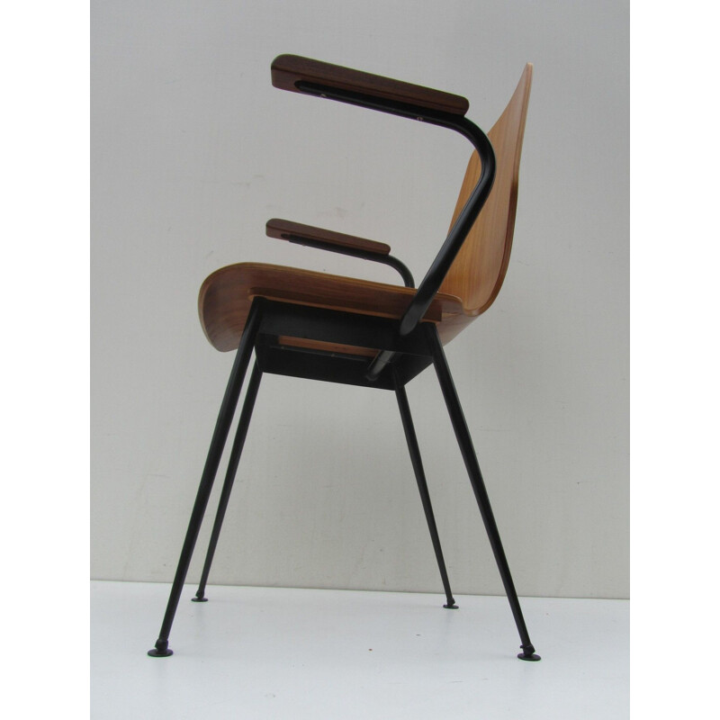 Vintage industrial plywood and steel chair for Industrial Legni Curvati 1950