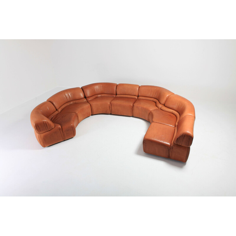 Cosmos sofa in cognac leather by De Sede