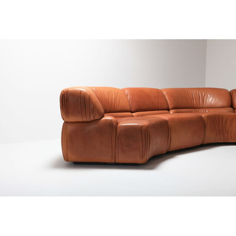 Cosmos sofa in cognac leather by De Sede