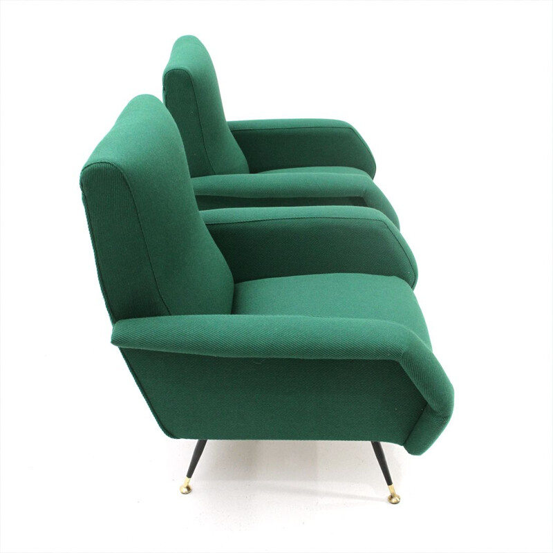 Pair of green armchairs by Gigi Radice for Minotti