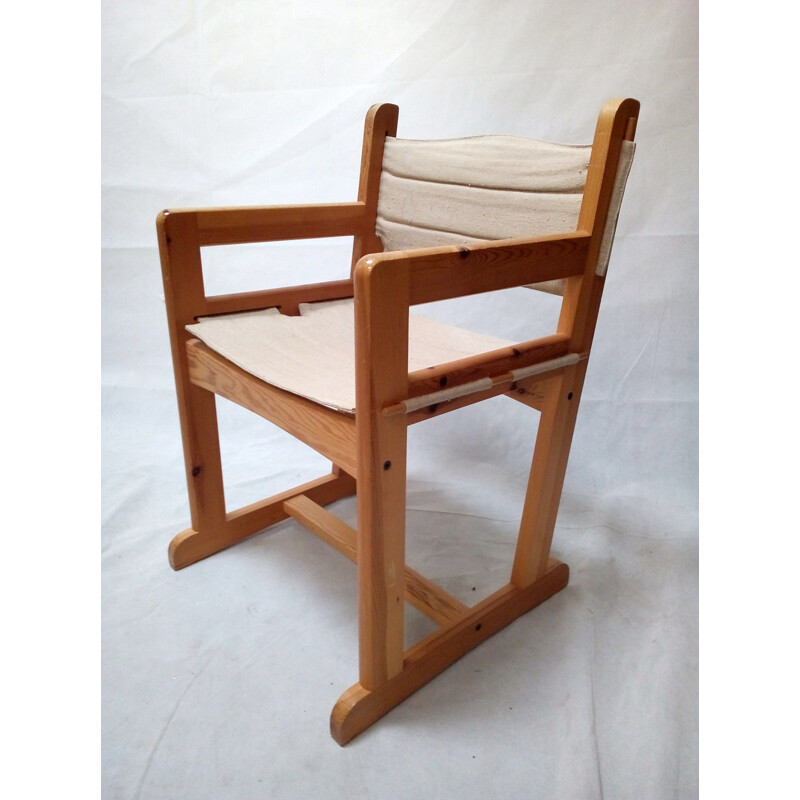 Vintage armchair by Karin Mobring in wood and beige fabric 1970