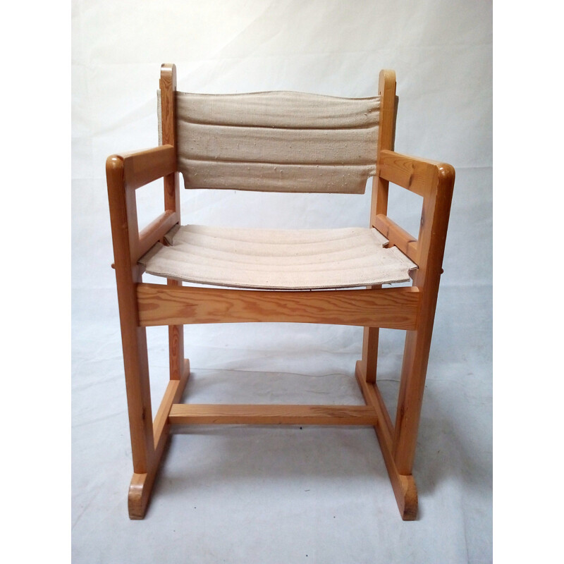Vintage armchair by Karin Mobring in wood and beige fabric 1970