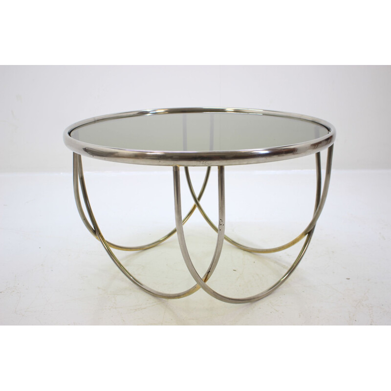 Vintage table in brass and glass from West Europe 1970