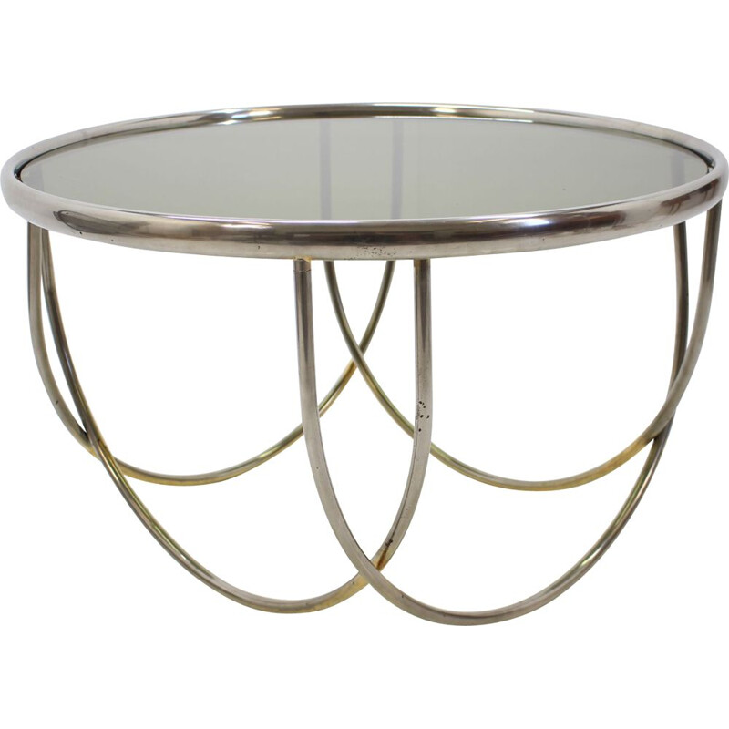Vintage table in brass and glass from West Europe 1970