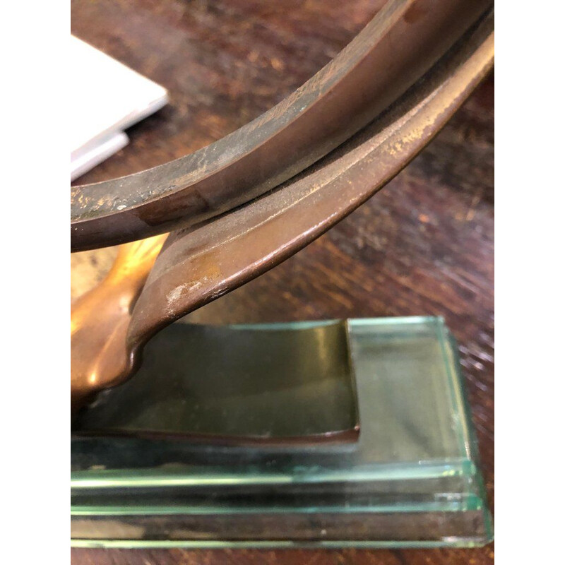 Vintage italian mirror in copper and green,1940