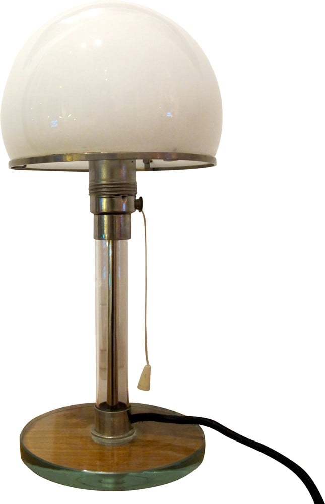 Desk Lamp In Opaline Metal And Glass, Wilhelm Wagenfeld Carl Jakob Jucker Table Lamp