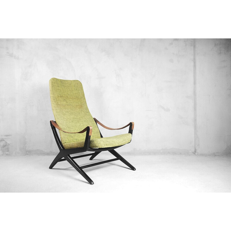 Vintage Joker armchair for IKEA in wood and green fabric 1950