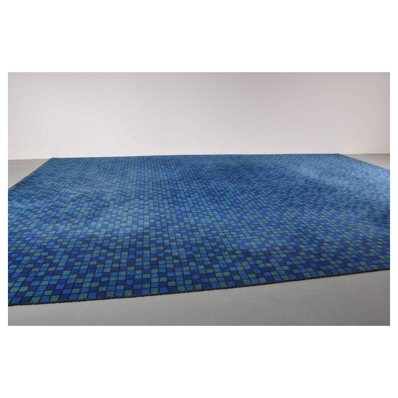 Vintage danish rug for Unikaeteppe in blue fabric 1960