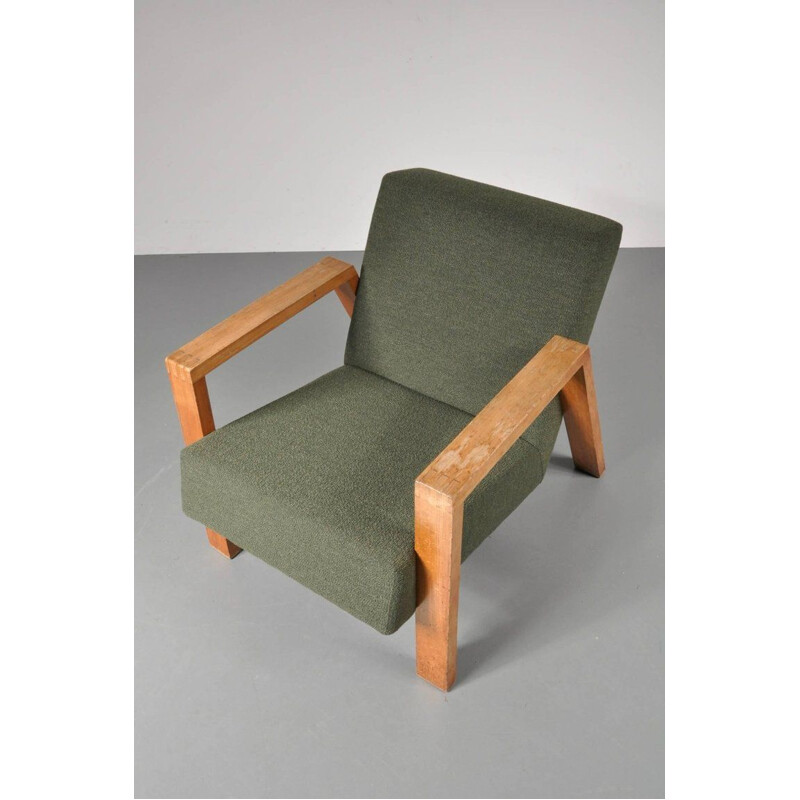 Vintage green armchair model  A-20 by Groep for Goed Wonen,1940