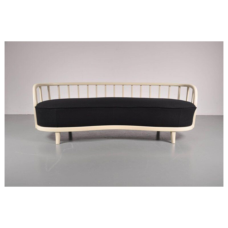 Vintage scandinavian sofa in black fabric 1940s