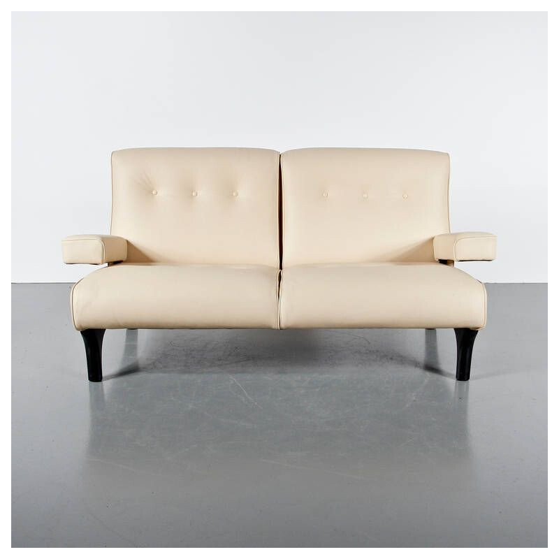 Vintage sofa in Leather Eugenio Gerli by Tecno, Italy 1960s