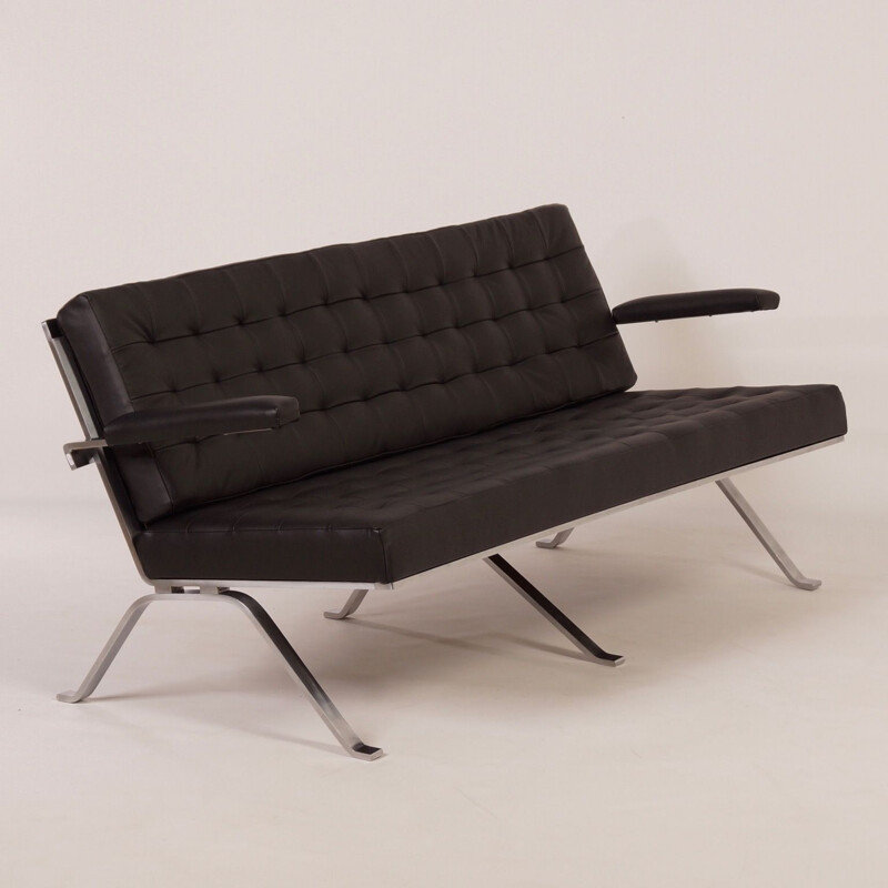 3-seater sofa in black leather by Artimeta, model 1042
