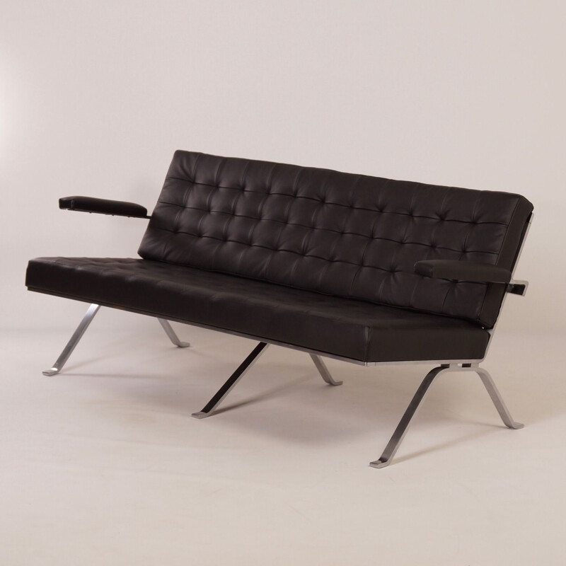 3-seater sofa in black leather by Artimeta, model 1042
