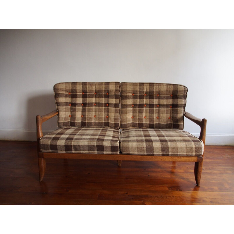Vintage sofa 2 seaters by Guillerme and Chambron 1970