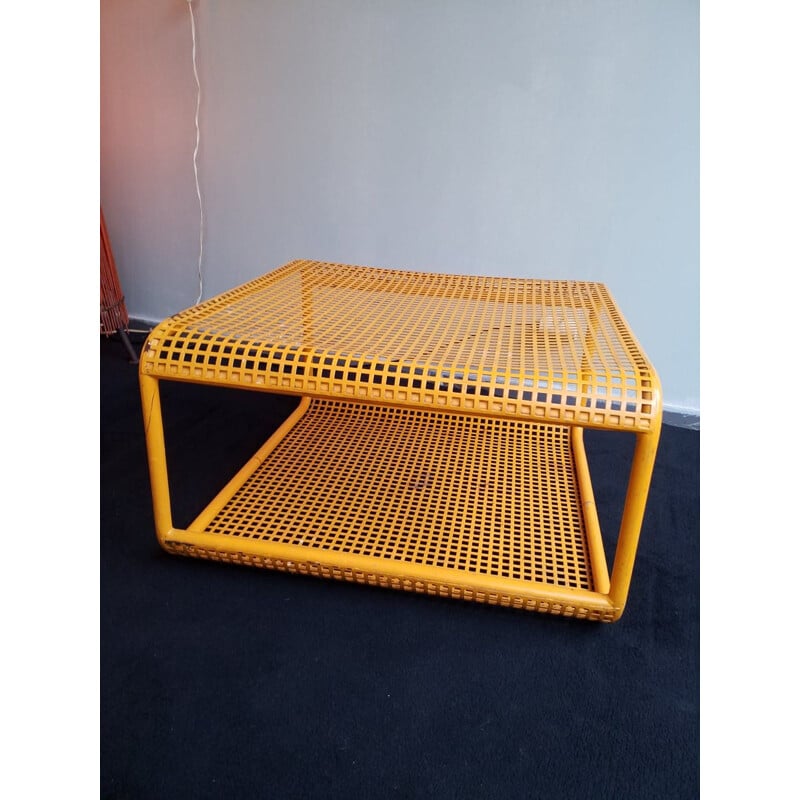 Vintage perforated metal bench and coffee table 1969s 