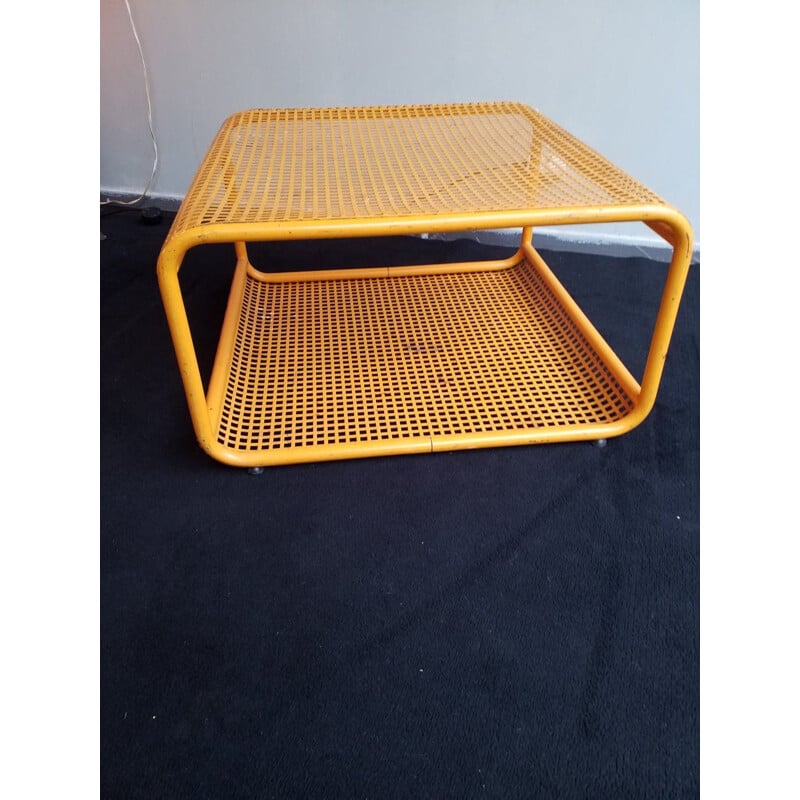 Vintage perforated metal bench and coffee table 1969s 