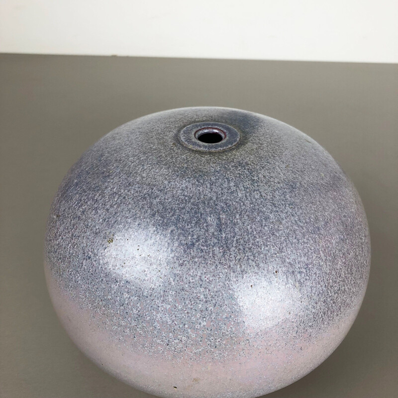 Vintage vase for Wolfgang Meer in purple and white ceramic 1980